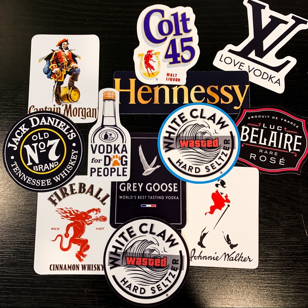 Liquor / Alcohol Brand Logo Bar Stickers Pack